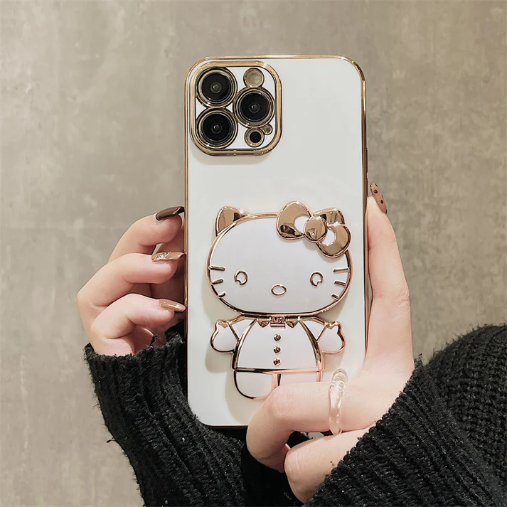 Kawaii Kitty cat Making Up Mirror Phone Case