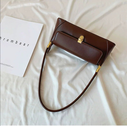 2024 new leather shoulder bag, advanced French stick bag, small design, portable women's bag, underarm bag wholesale