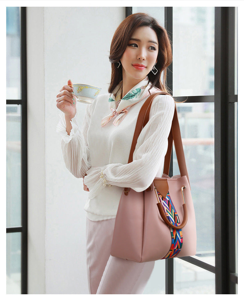 2024 new European and American fashion four-piece cover mother bag portable single-shoulder messenger bag bucket bag